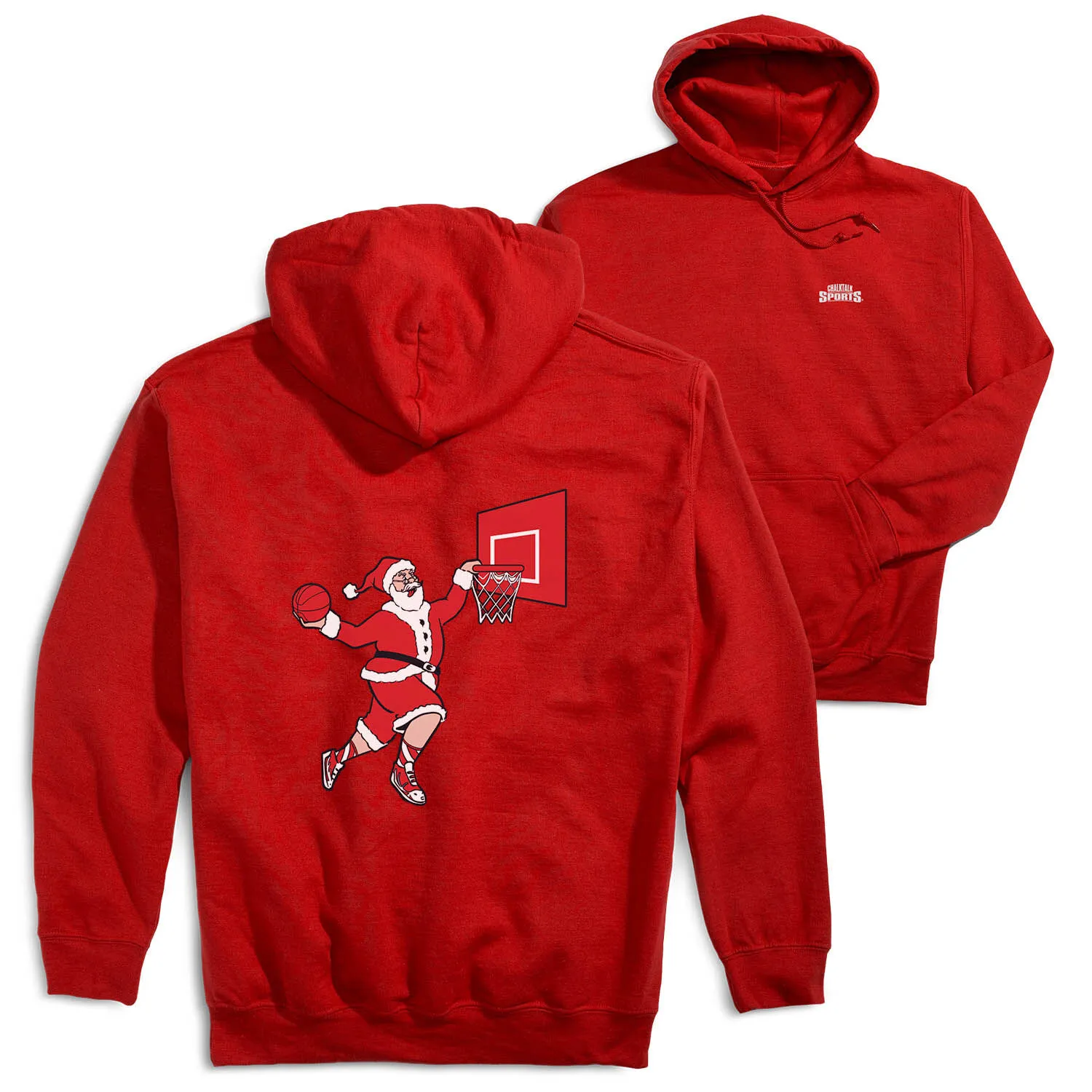 Basketball Hooded Sweatshirt - Slam Dunk Santa (Back Design) 